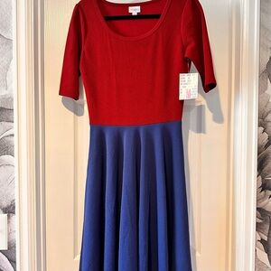 LuLaRoe Red and Blue Casual Dress